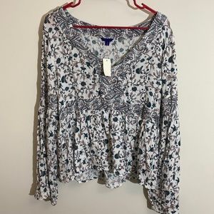 NWT Aeropostale Flower Pattern Long-Sleeve Shirt - Size L